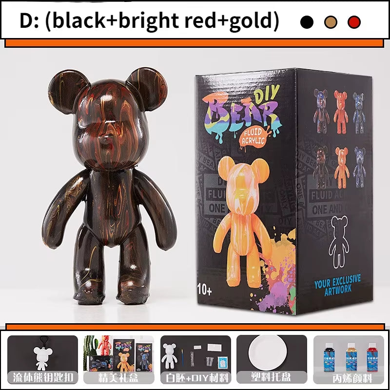 23CM Violent Bear Fluid Painting Acrylic Paint 12-Piece Set Student Children'S Handmade DIY Creative Toy Birthday Gift