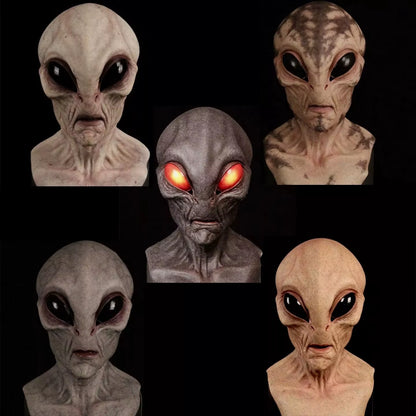 Customizable Halloween Alien Mask Horror Faceless Man Mask Creepy Alien Full Face Latex Helmet Alien Party Funny Cosplay Prop