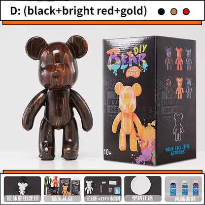 23CM Violent Bear Fluid Painting Acrylic Paint 12-Piece Set Student Children'S Handmade DIY Creative Toy Birthday Gift