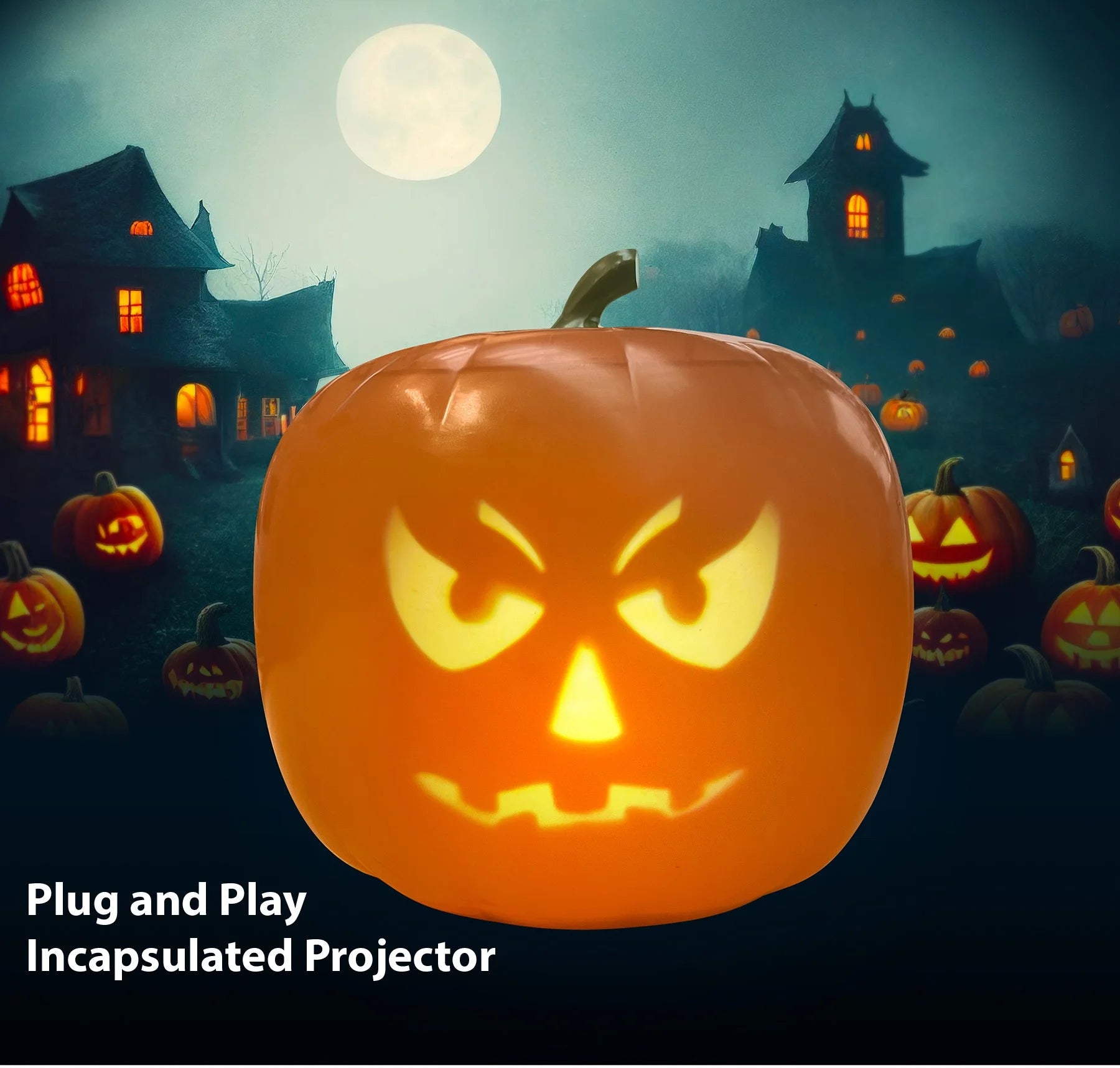 Rockin Jack Talking Animated Pumpkin with Built in Video Projector & Speaker Plug'N Play