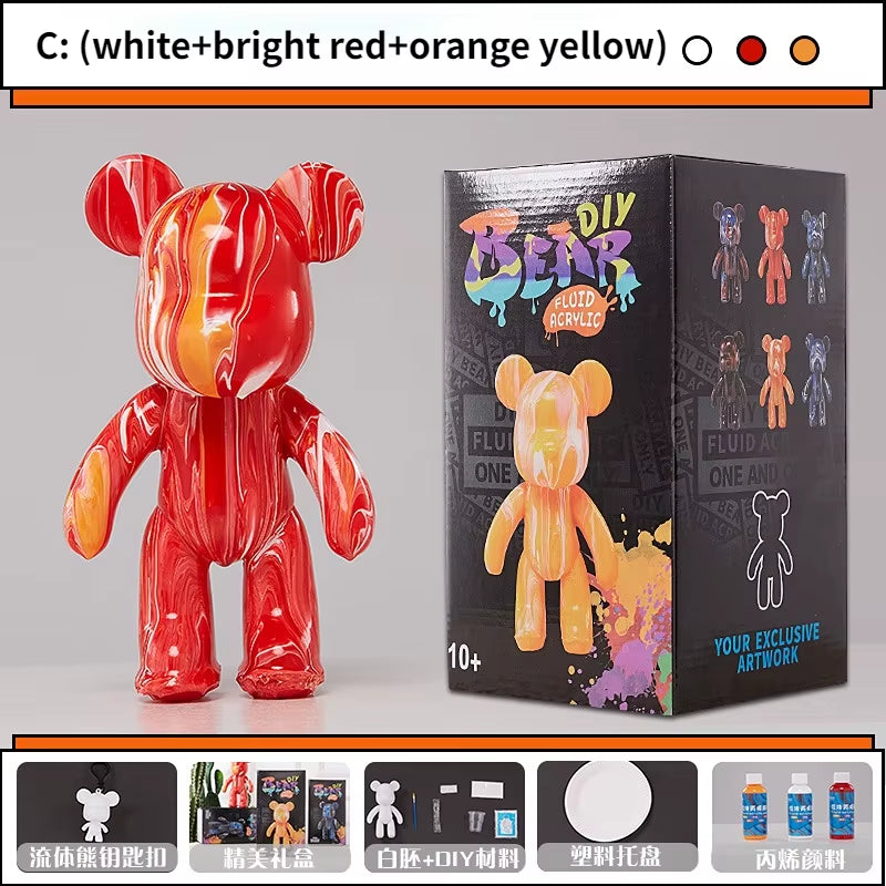 23CM Violent Bear Fluid Painting Acrylic Paint 12-Piece Set Student Children'S Handmade DIY Creative Toy Birthday Gift