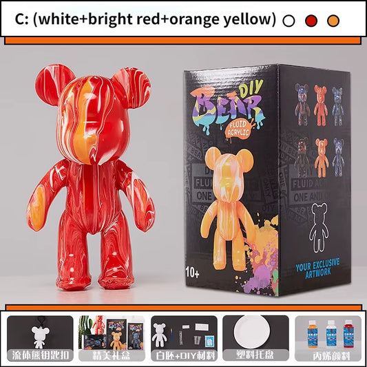 23CM Violent Bear Fluid Painting Acrylic Paint 12-Piece Set Student Children'S Handmade DIY Creative Toy Birthday Gift