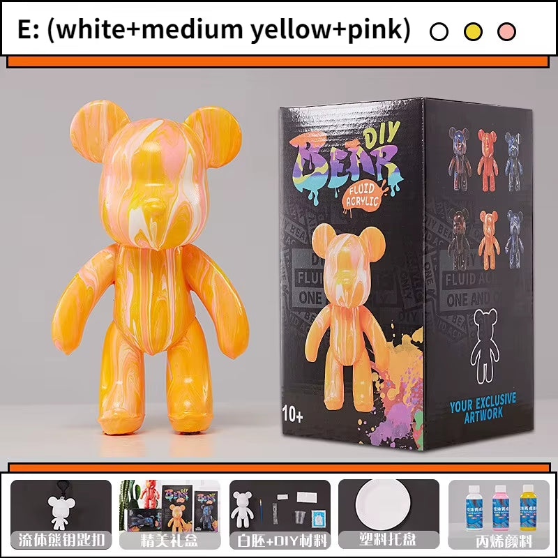 23CM Violent Bear Fluid Painting Acrylic Paint 12-Piece Set Student Children'S Handmade DIY Creative Toy Birthday Gift