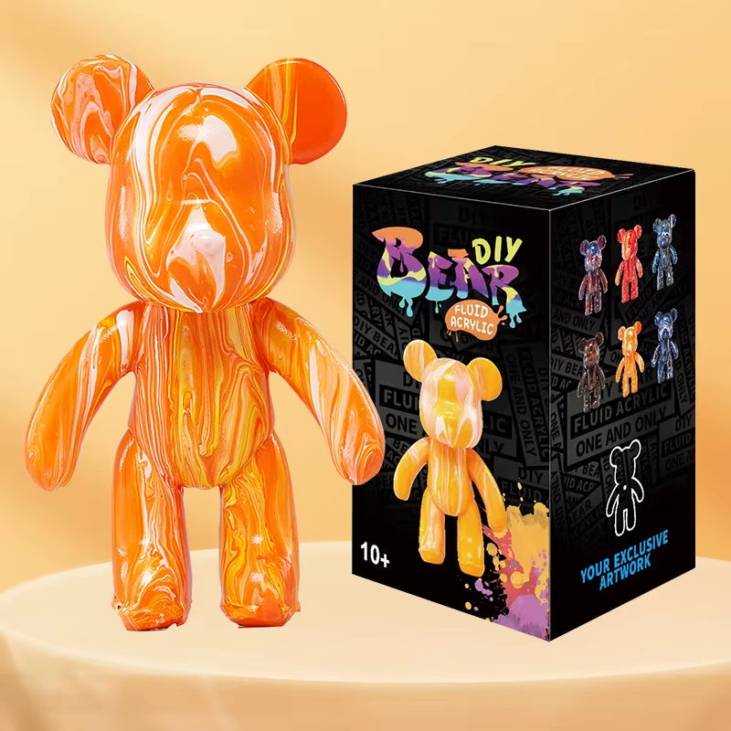23CM Violent Bear Fluid Painting Acrylic Paint 12-Piece Set Student Children'S Handmade DIY Creative Toy Birthday Gift
