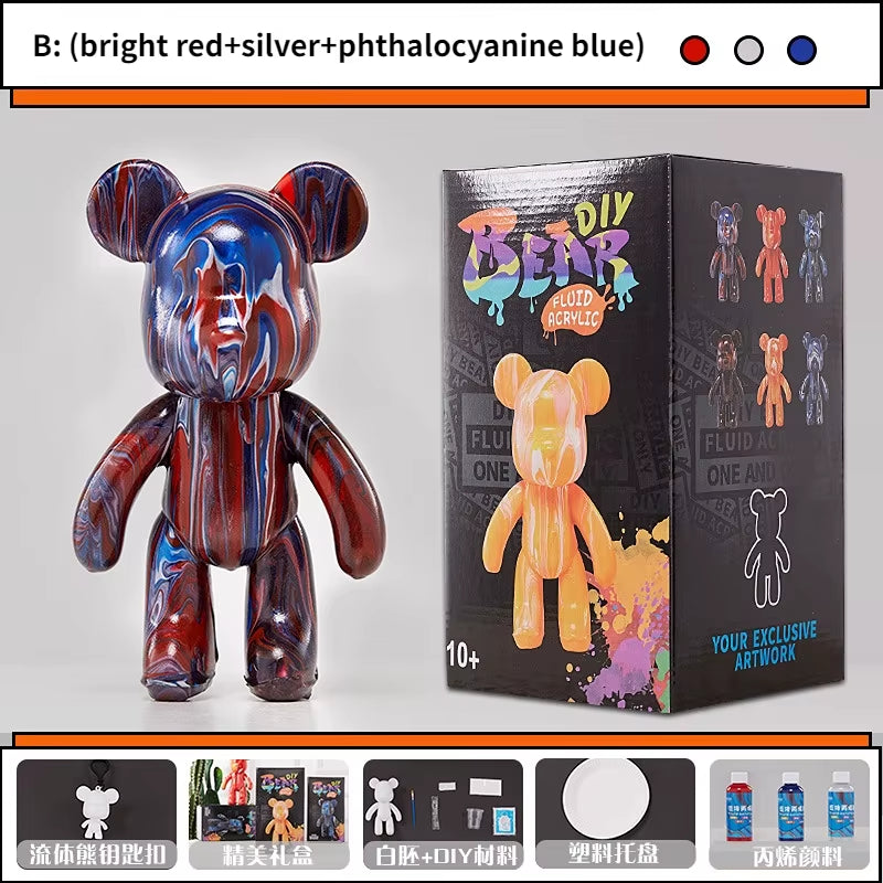 23CM Violent Bear Fluid Painting Acrylic Paint 12-Piece Set Student Children'S Handmade DIY Creative Toy Birthday Gift