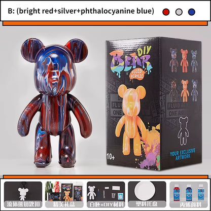 23CM Violent Bear Fluid Painting Acrylic Paint 12-Piece Set Student Children'S Handmade DIY Creative Toy Birthday Gift
