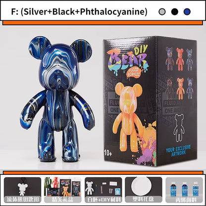 23CM Violent Bear Fluid Painting Acrylic Paint 12-Piece Set Student Children'S Handmade DIY Creative Toy Birthday Gift