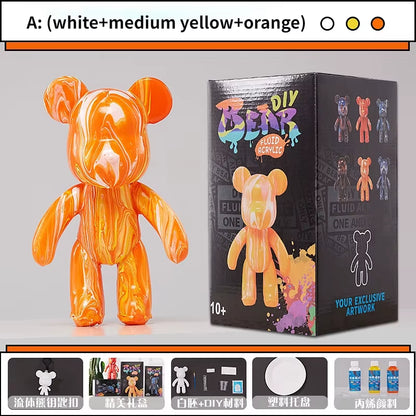 23CM Violent Bear Fluid Painting Acrylic Paint 12-Piece Set Student Children'S Handmade DIY Creative Toy Birthday Gift